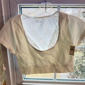 Aerie white Lace Detail Crop Top